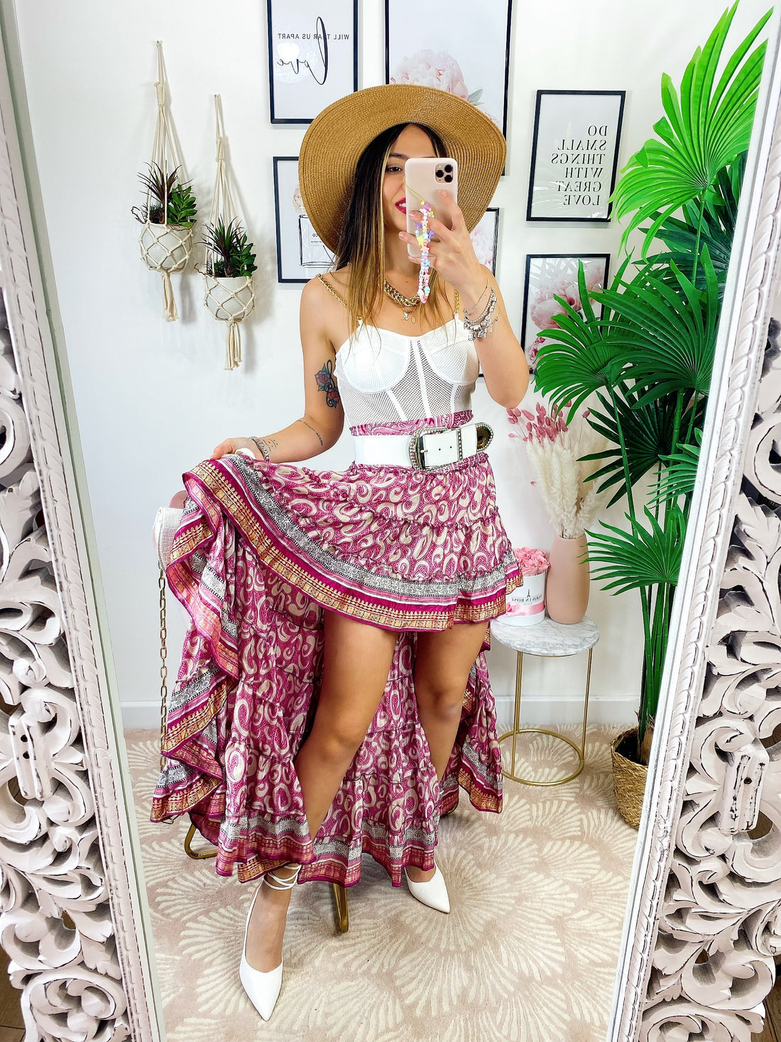 Gonna asimmetrica rosa e fucsia - R.a. Boutique 