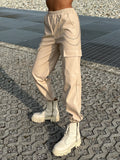 Pantalone in ecopelle con catenina beige - R.a. Boutique 