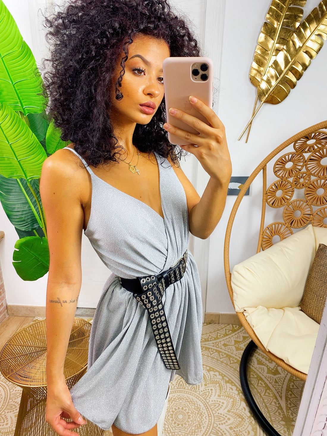 Tutina a bretellina ghiaccio glitter - R.a. Boutique 