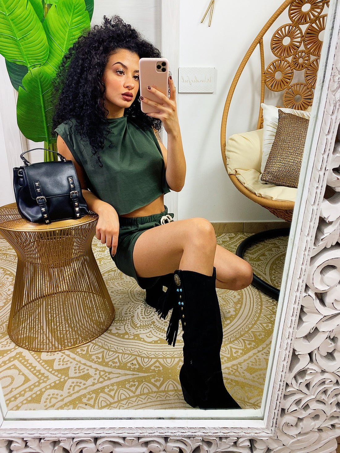 Completo sportivo maglia e short verde militare - R.a. Boutique 