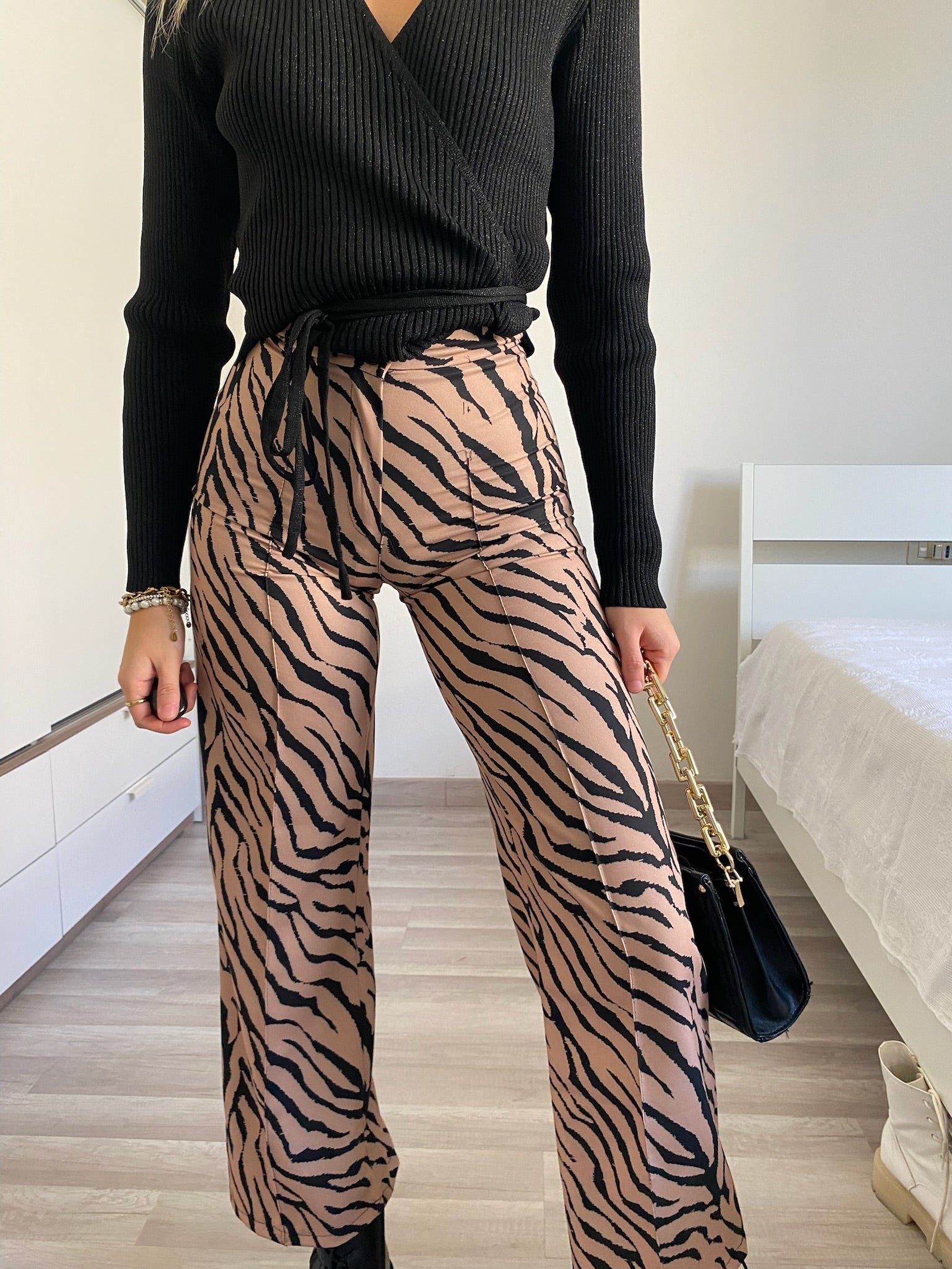 Pantalone a zampa animalier - R.a. Boutique 