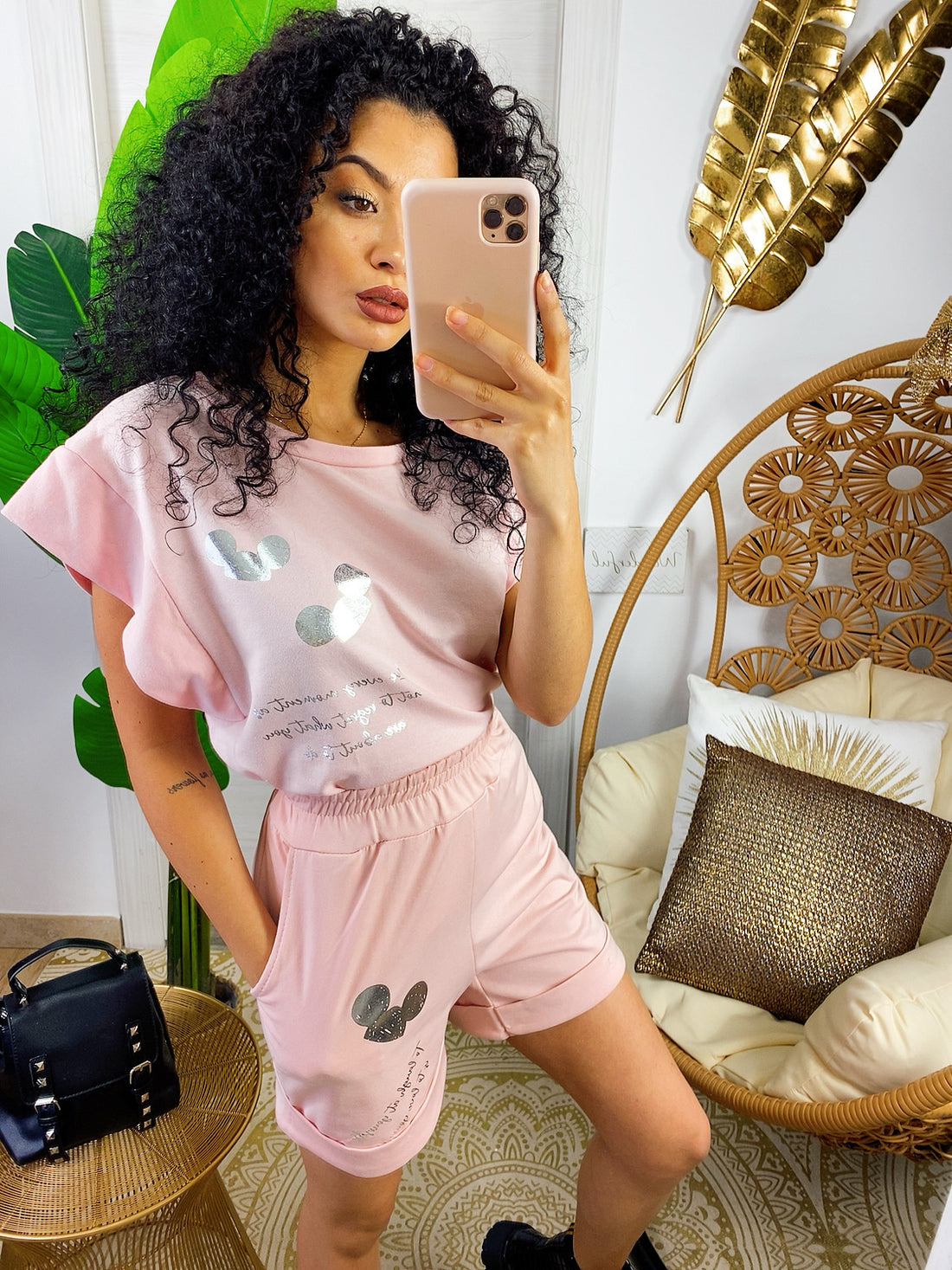 Completo sportivo con stampa argento - R.a. Boutique 