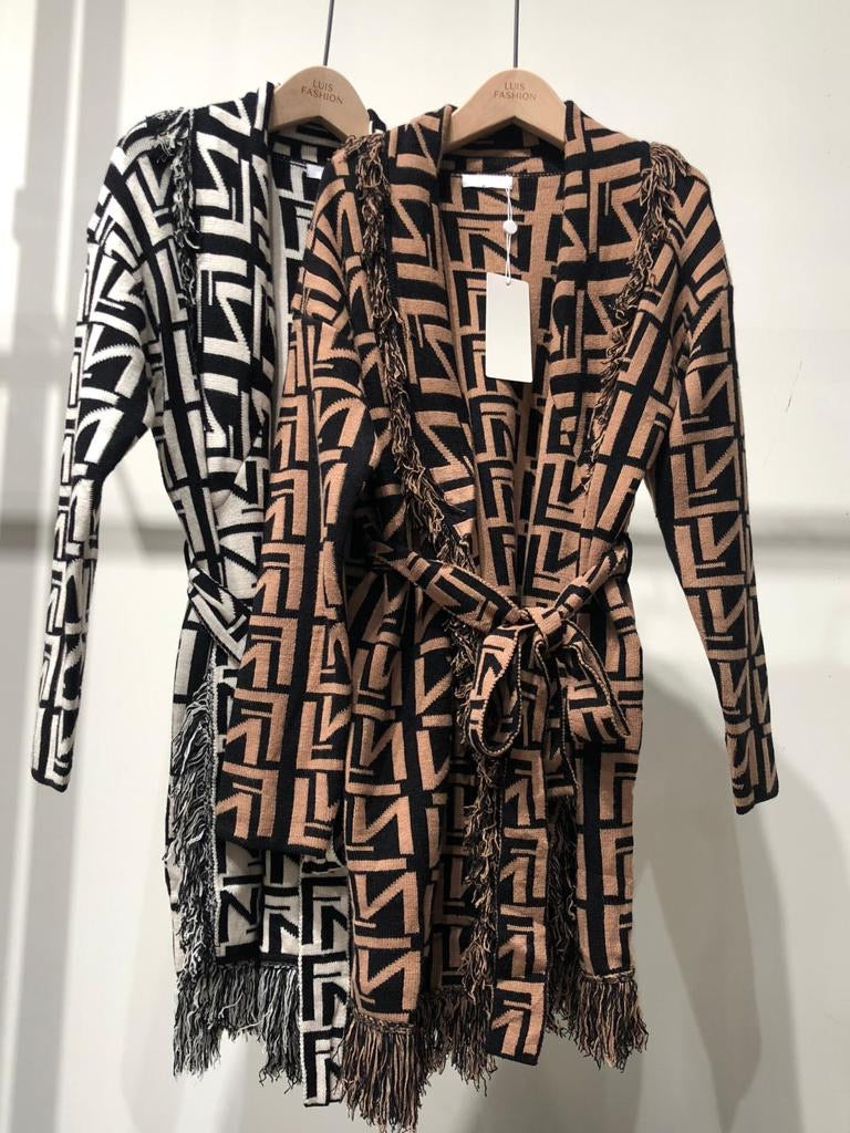 Cardigan Nero/Camel con cinta top Quality - R.a. Boutique 