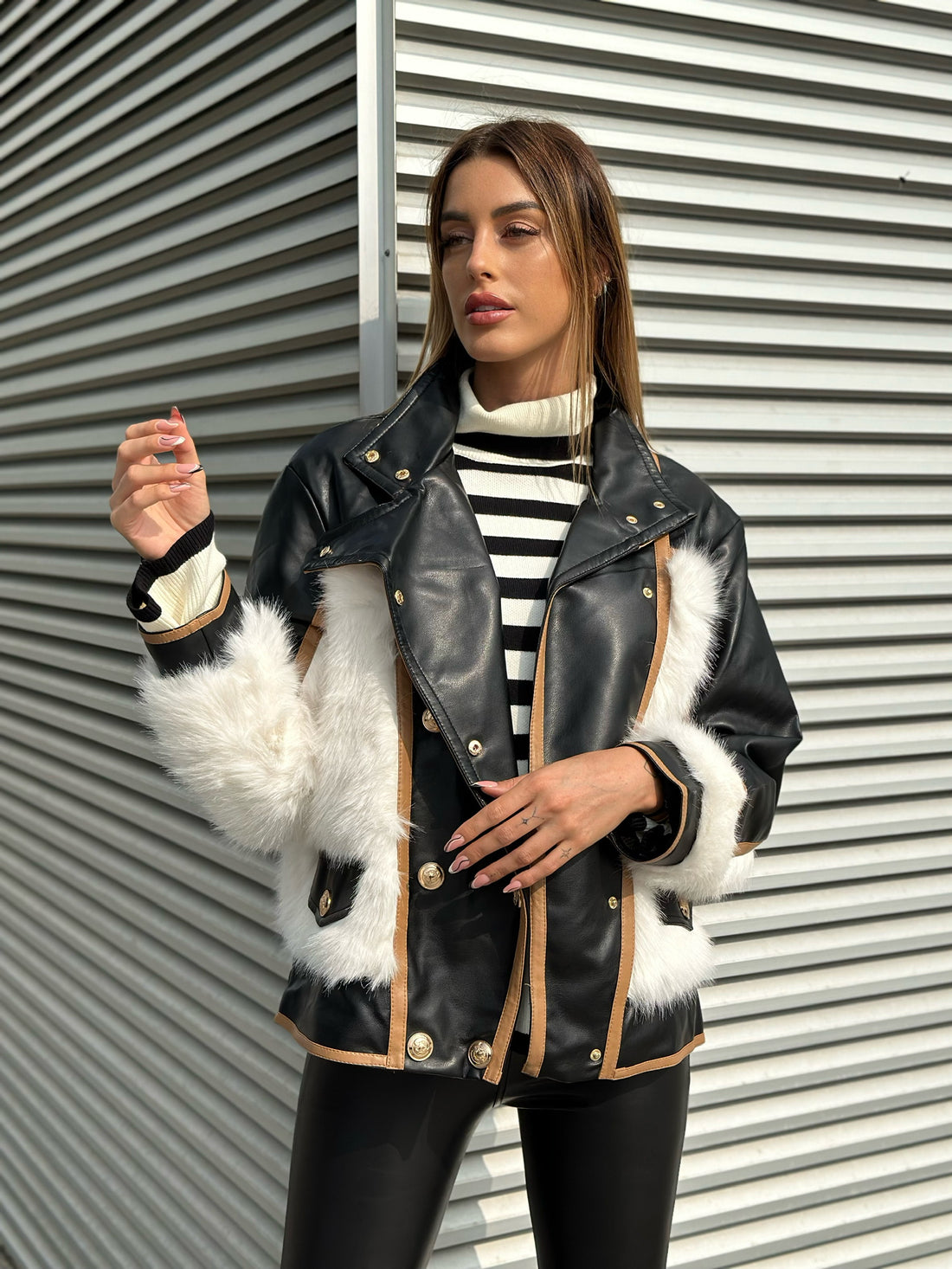 Giaccone over in pelle e pelliccia - R.a. Boutique 