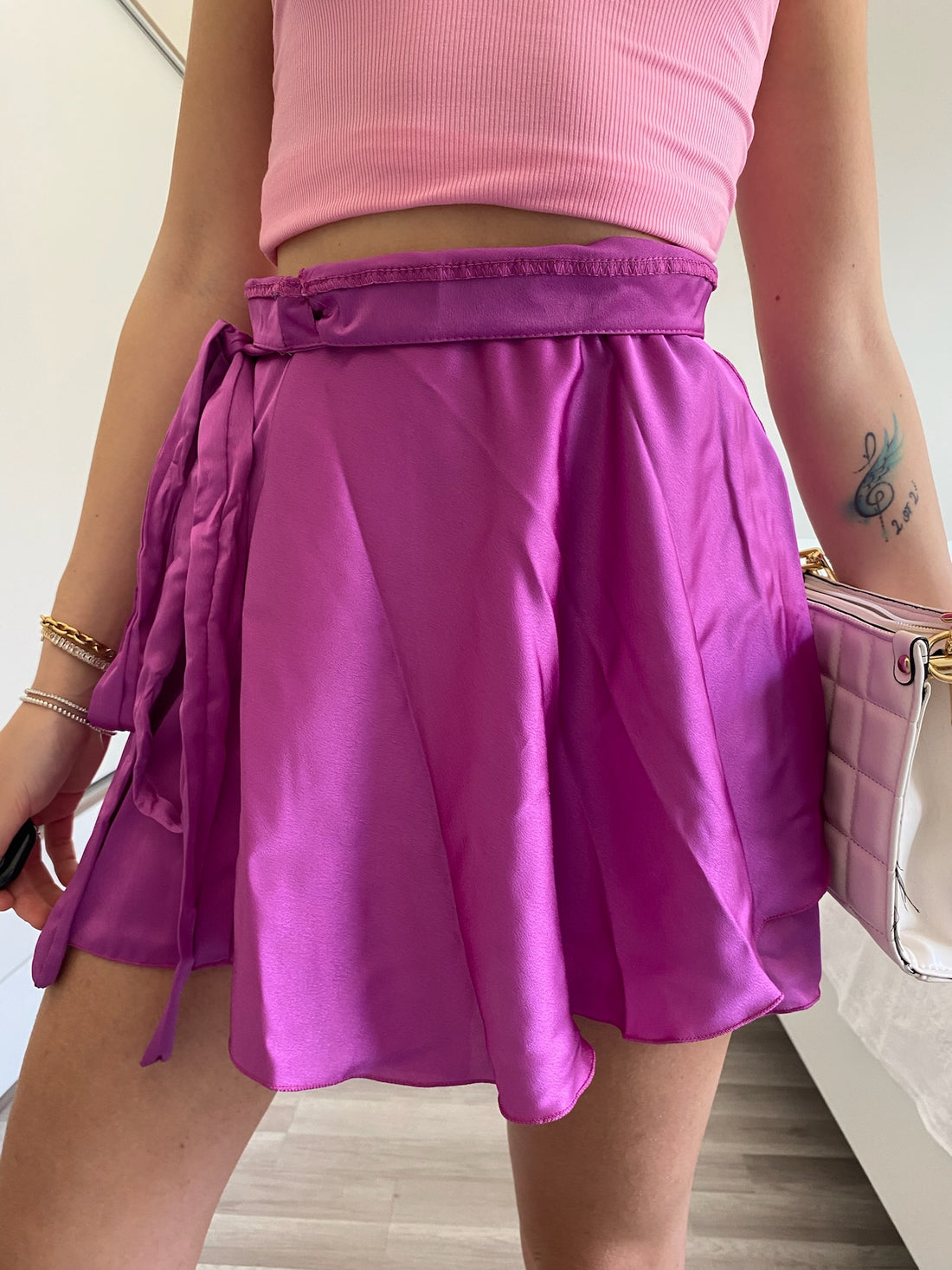 Gonna in raso peonia - R.a. Boutique 