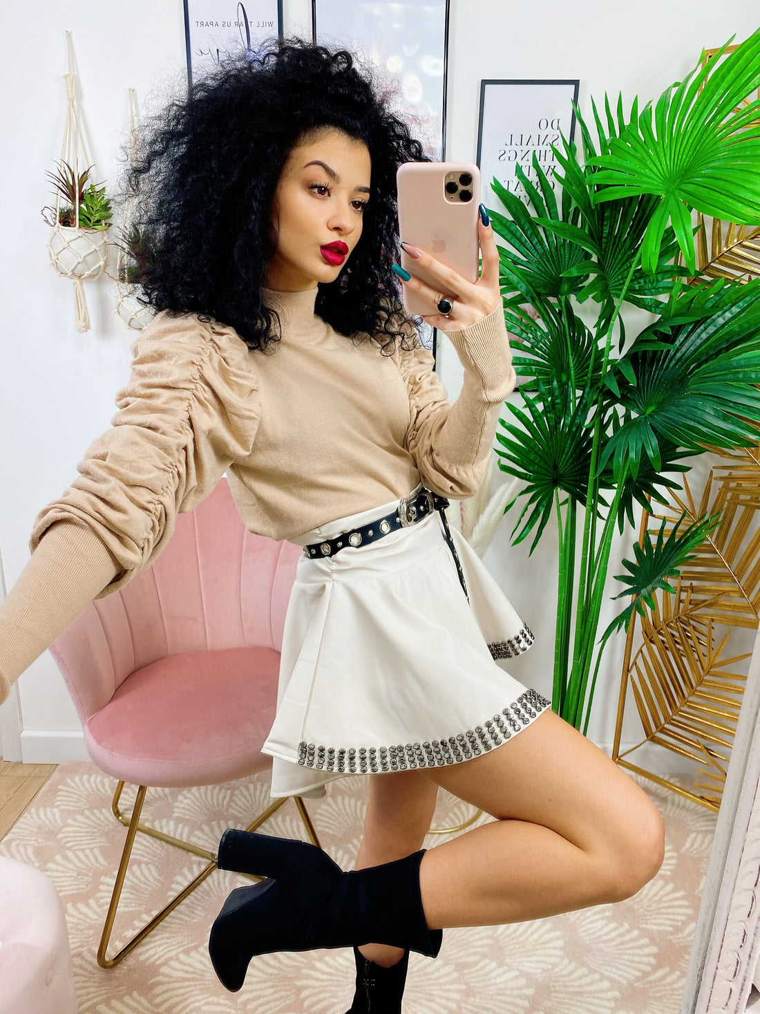 Maglioncino con arricciatura manica bombata - R.a. Boutique 