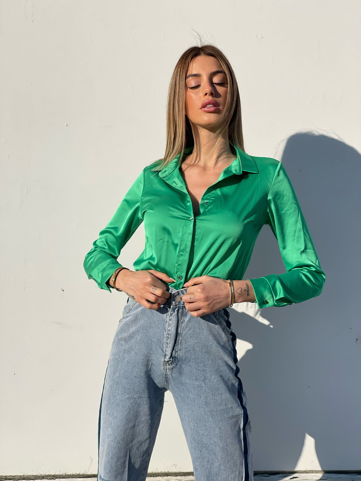 Body camicia verde smeraldo - R.a. Boutique 