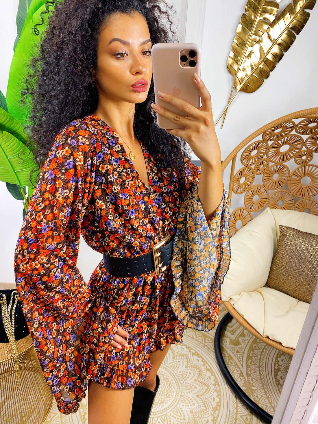 Tutina manica larga fiorellini arancio/viola - R.a. Boutique 