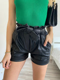 Short in ecopelle con fiocco - R.a. Boutique 