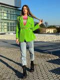 Blazer verde fluo con cintura - R.a. Boutique 