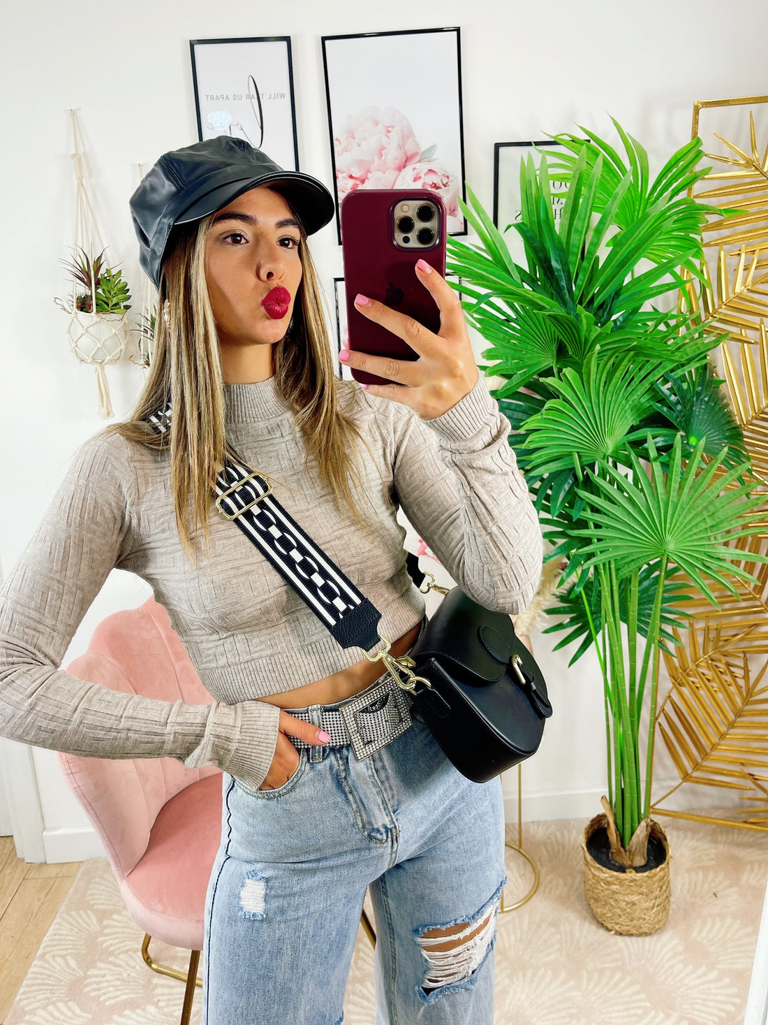 Maglioncino con ricami beige - R.a. Boutique 