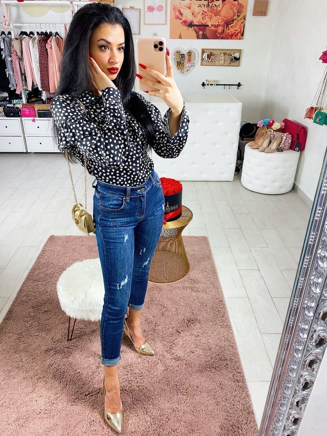 Jeans aderente con strappini - R.a. Boutique 