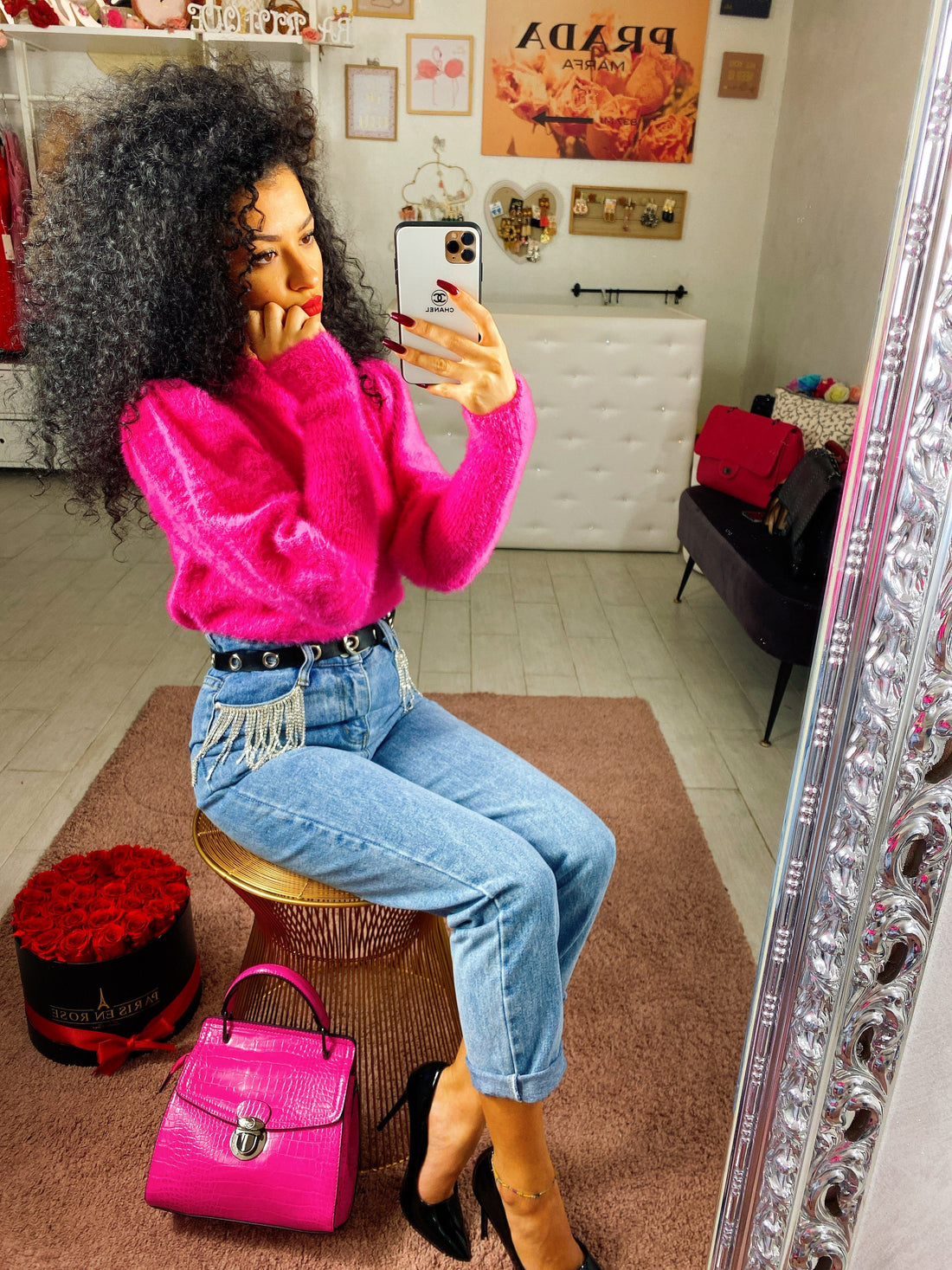 Jeans chiaro con strass - R.a. Boutique 