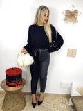 Jeans nero con paillettes - R.a. Boutique 