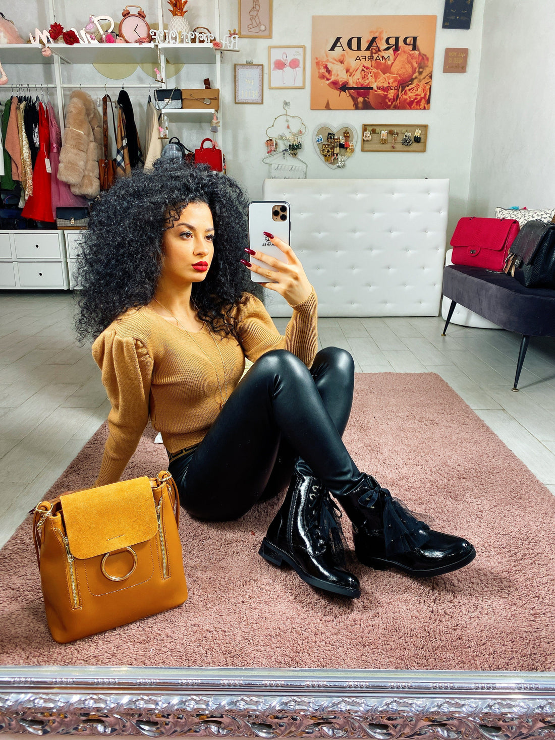 Leggins in ecopelle con banda a trama - R.a. Boutique 