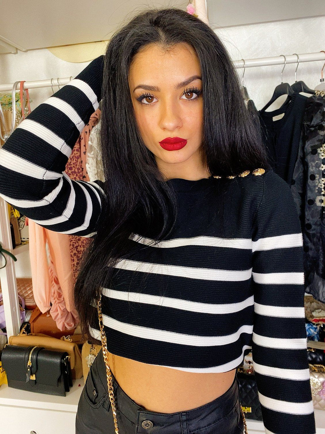 Maglioncino a righe con bottoncini - R.a. Boutique 