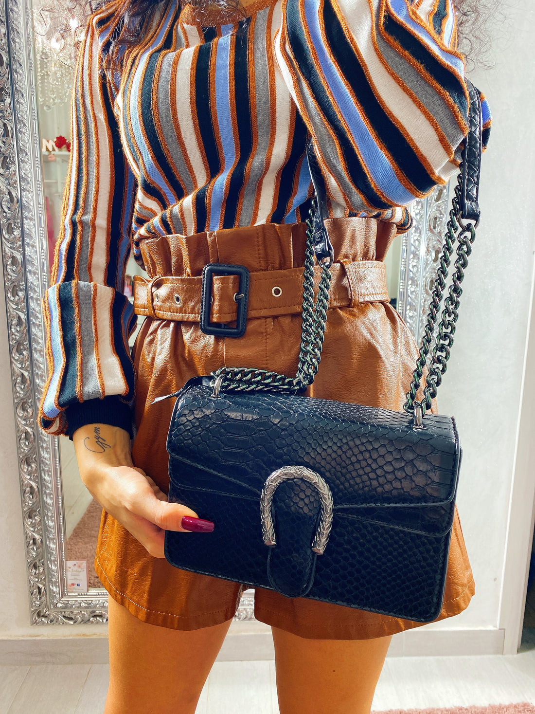 Maglioncino a righe Multicolor cuoio - R.a. Boutique 