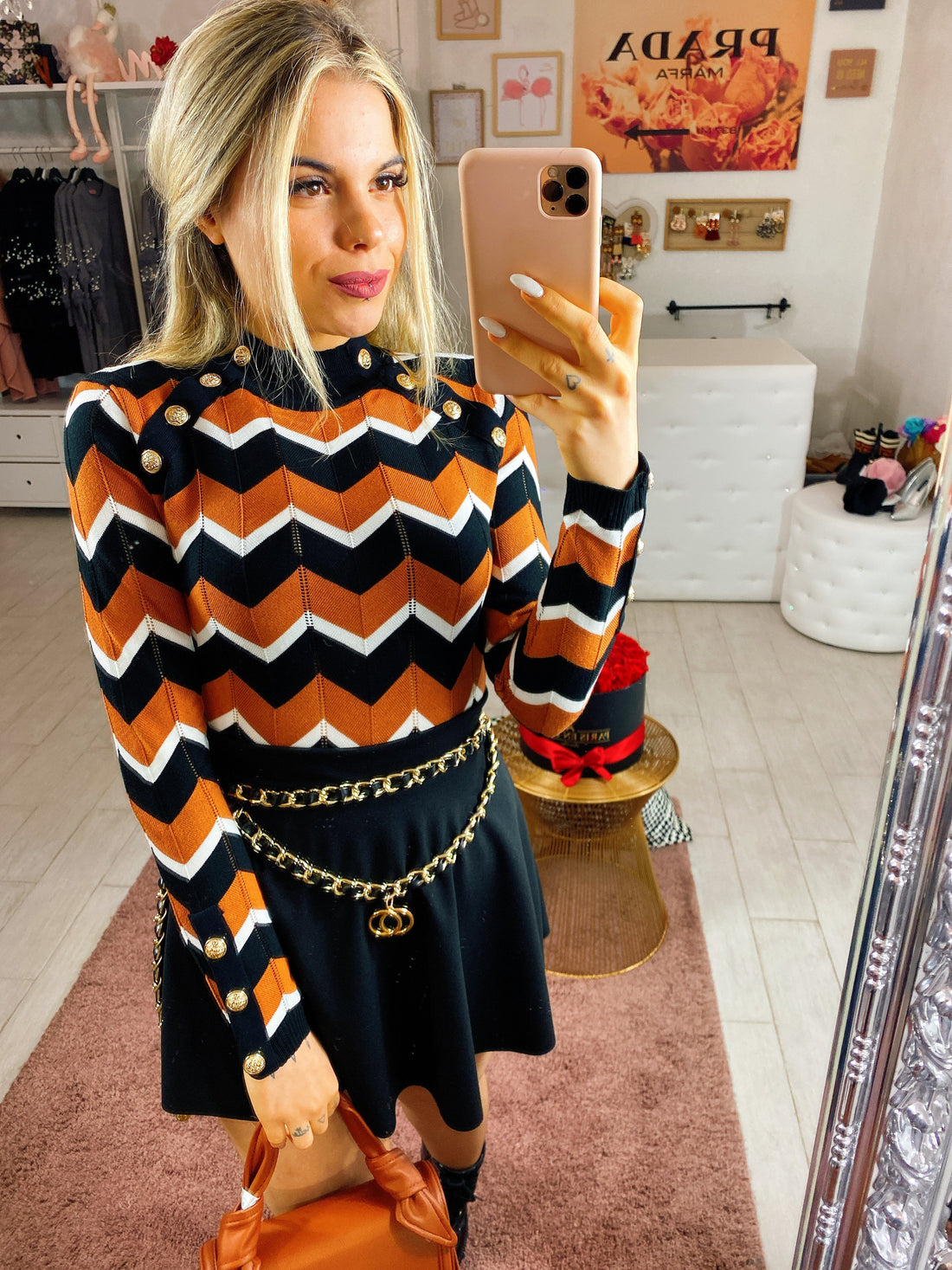 Maglioncino a rombi terracotta - R.a. Boutique 