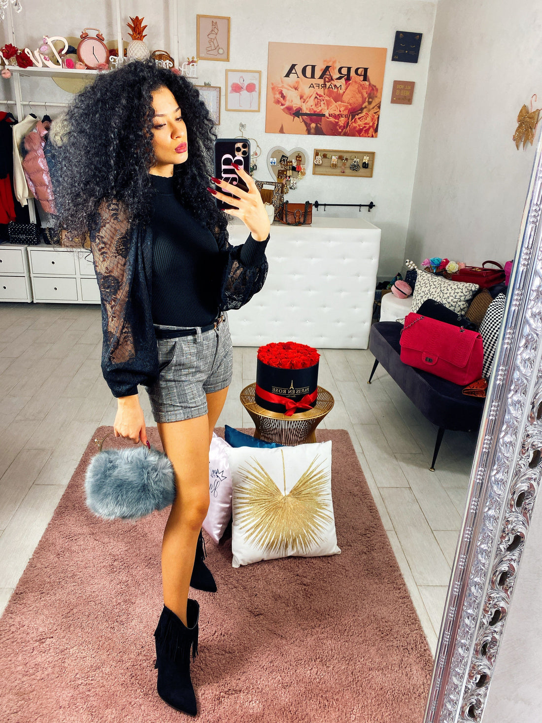 Maglioncino con maniche velate in pizzo Nero - R.a. Boutique 