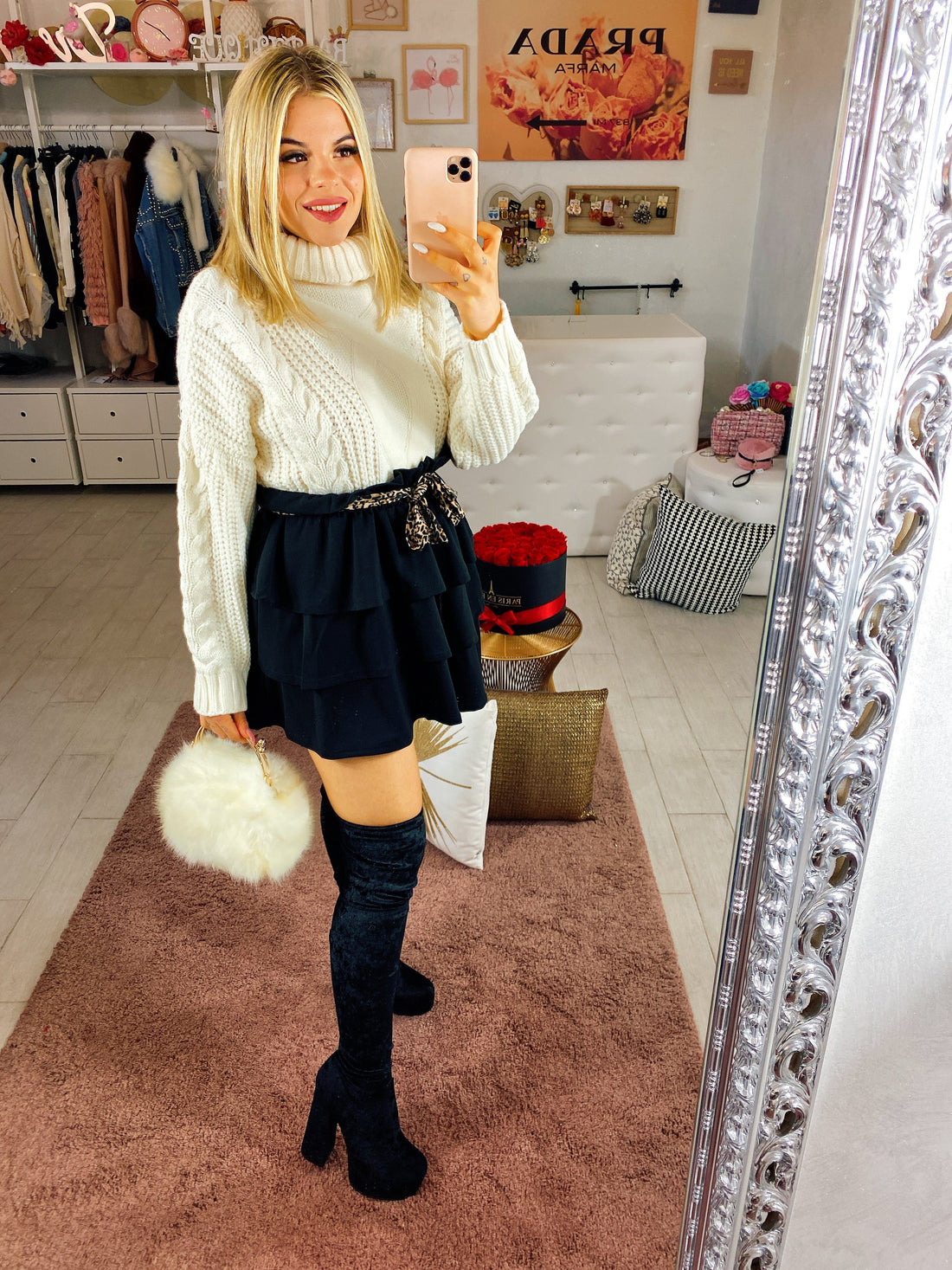 Maglioncino con trecce a collo alto - R.a. Boutique 