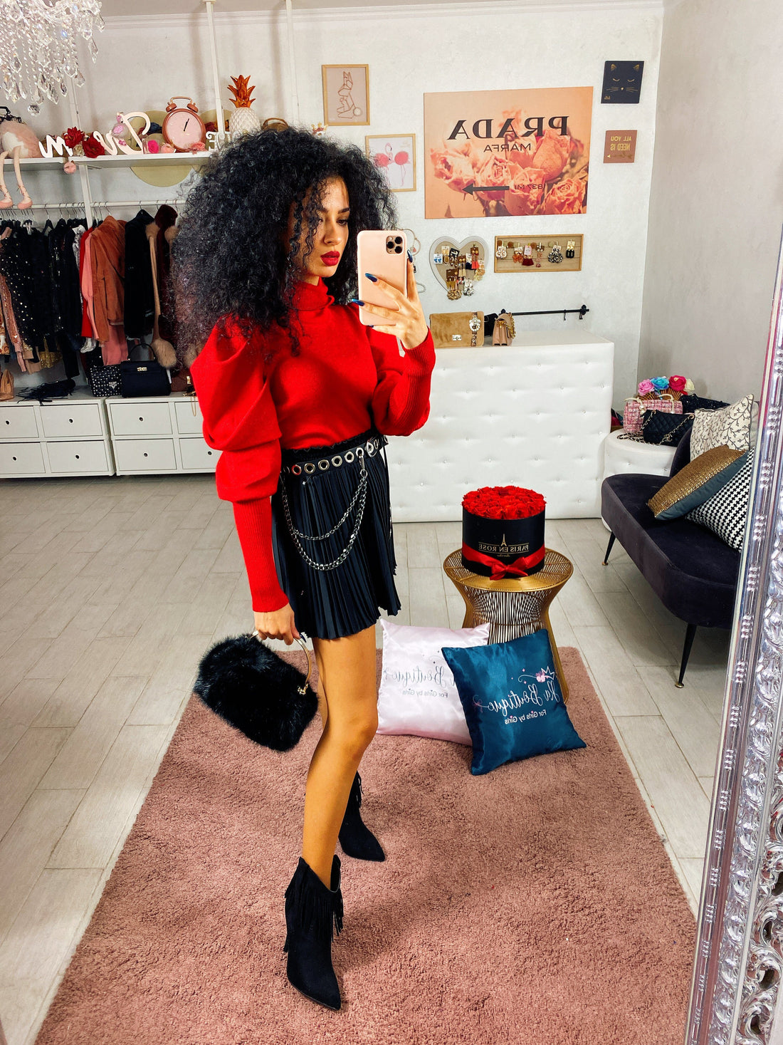 Maglioncino manica bombata rosso - R.a. Boutique 