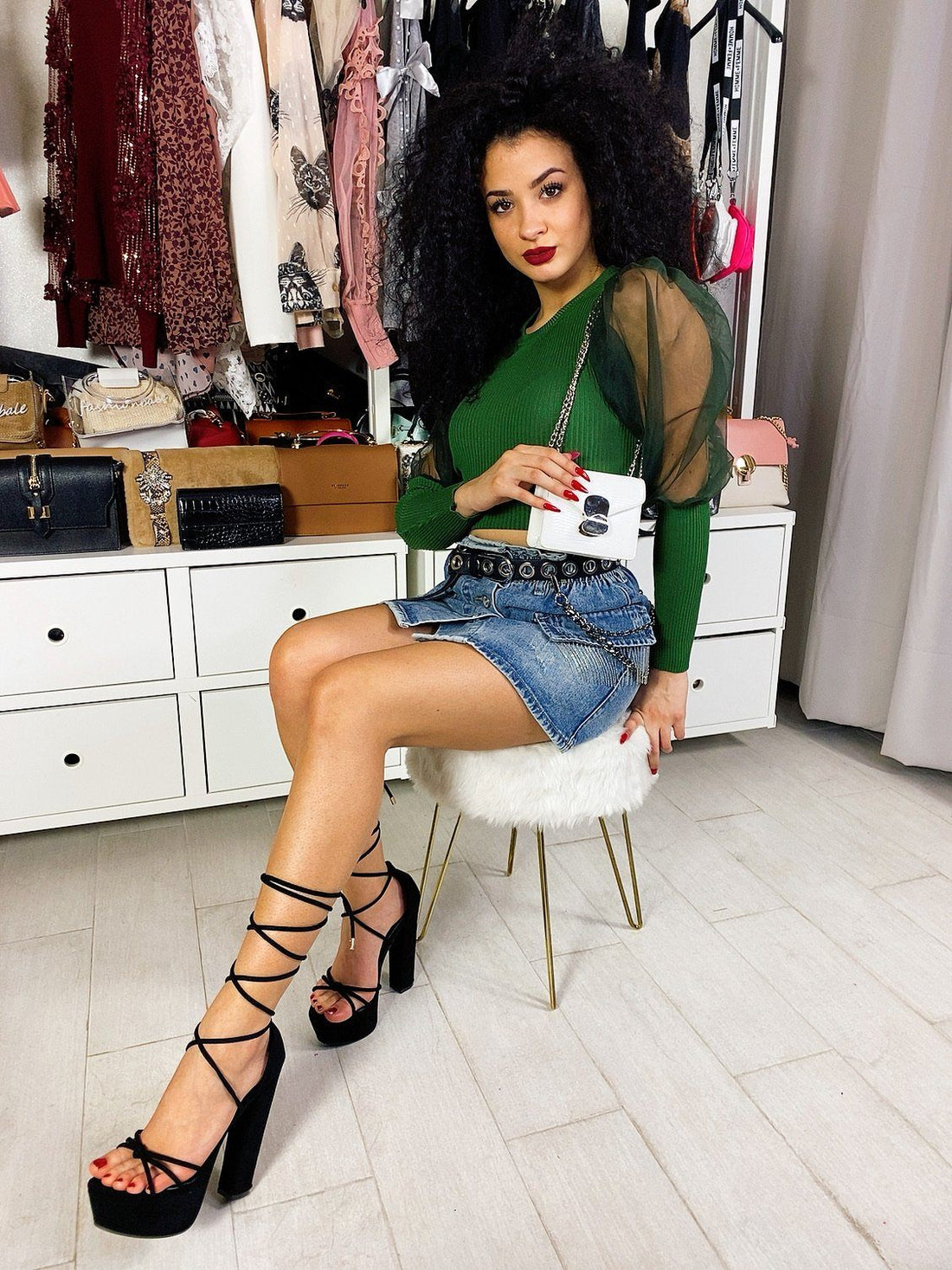 Maglioncino maniche velate verde militare - R.a. Boutique 