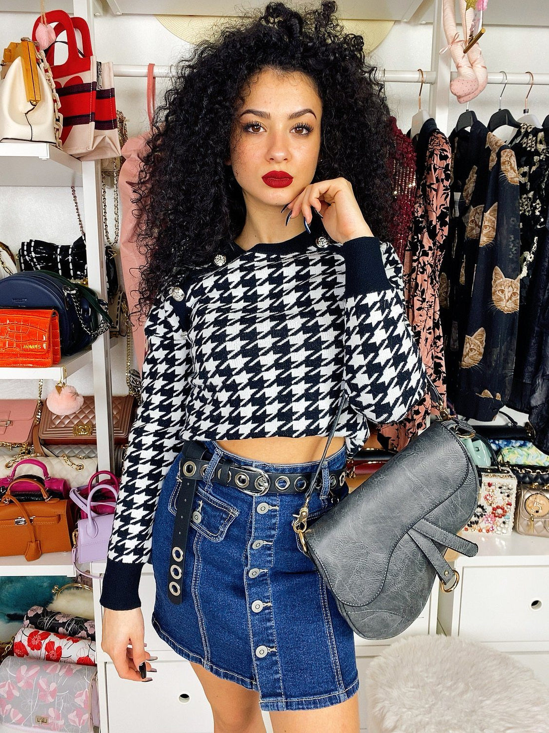 Maglioncino pied de poule con bottoni - R.a. Boutique 