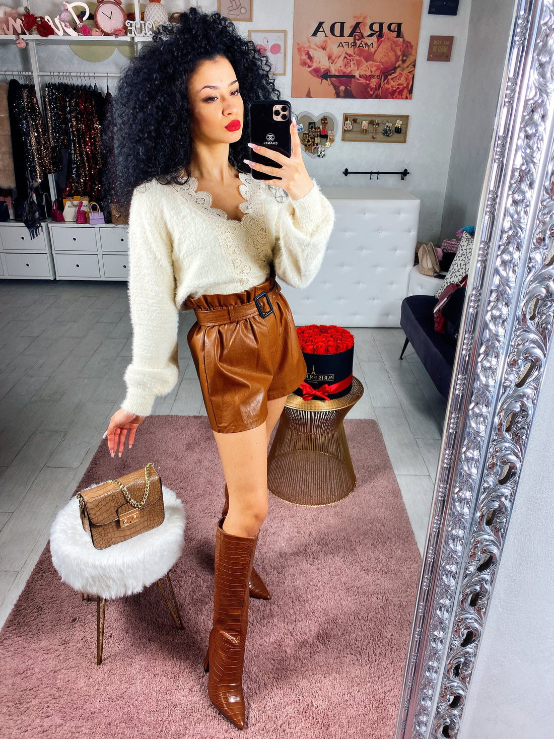 Maglioncino scollo a V con pizzo - R.a. Boutique 