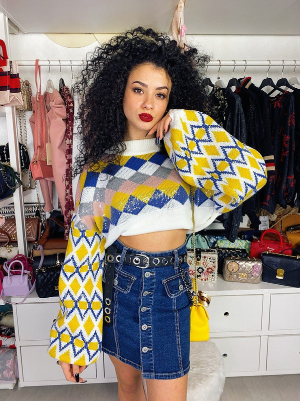 Diamond patterned sweater