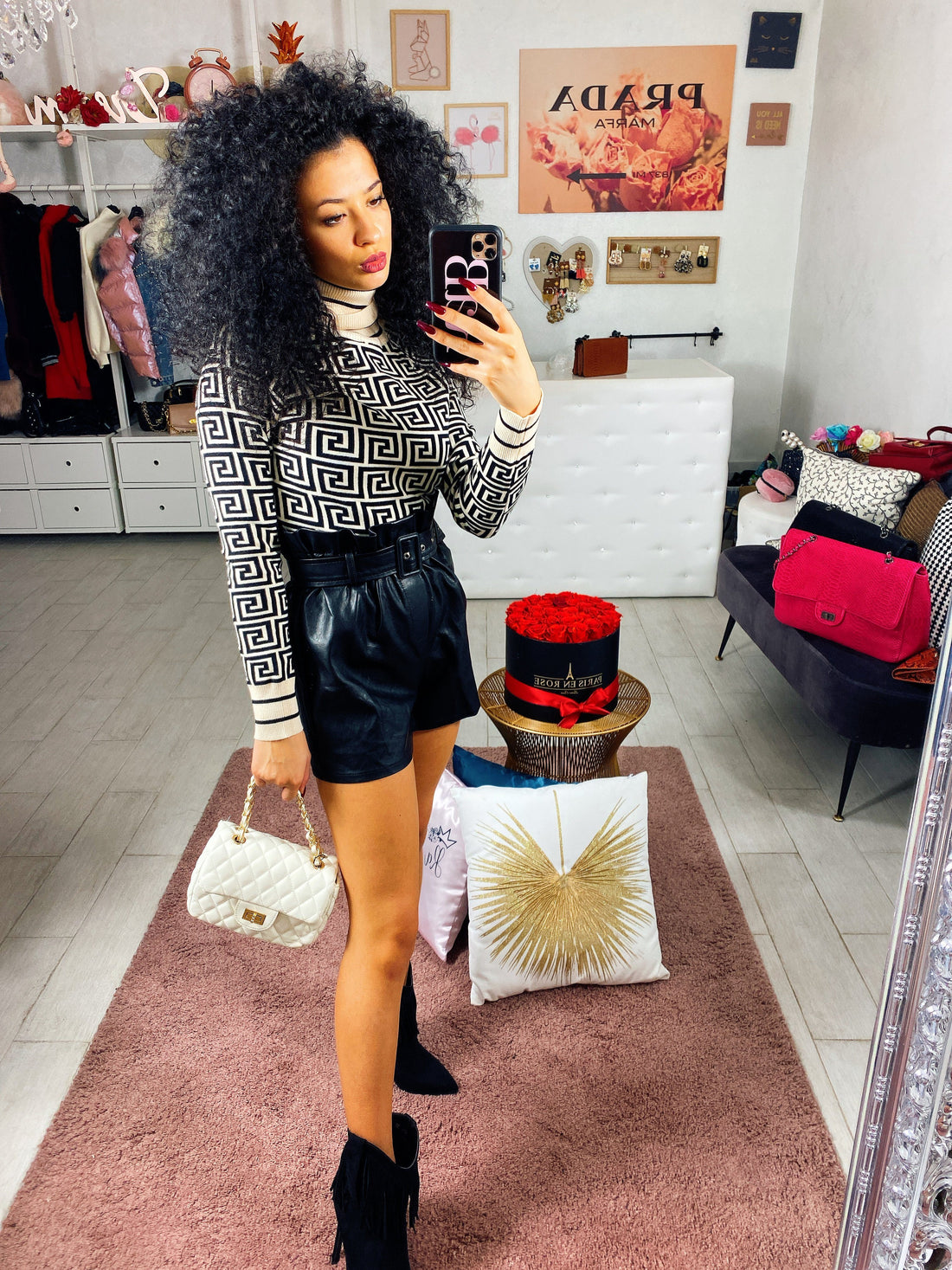 Maglione black & white a collo alto - R.a. Boutique 