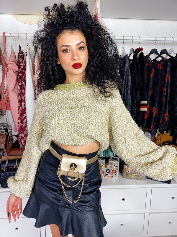 Pullover aus goldenem Lurex