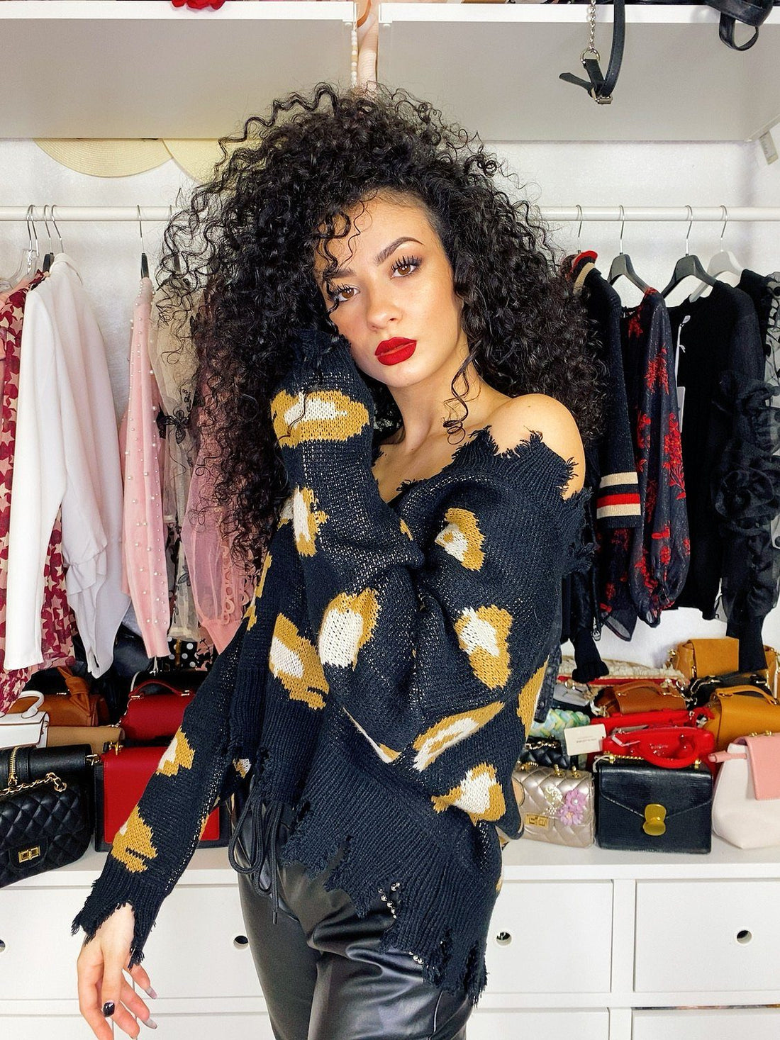 Maglione sfrangiato maculato - R.a. Boutique 