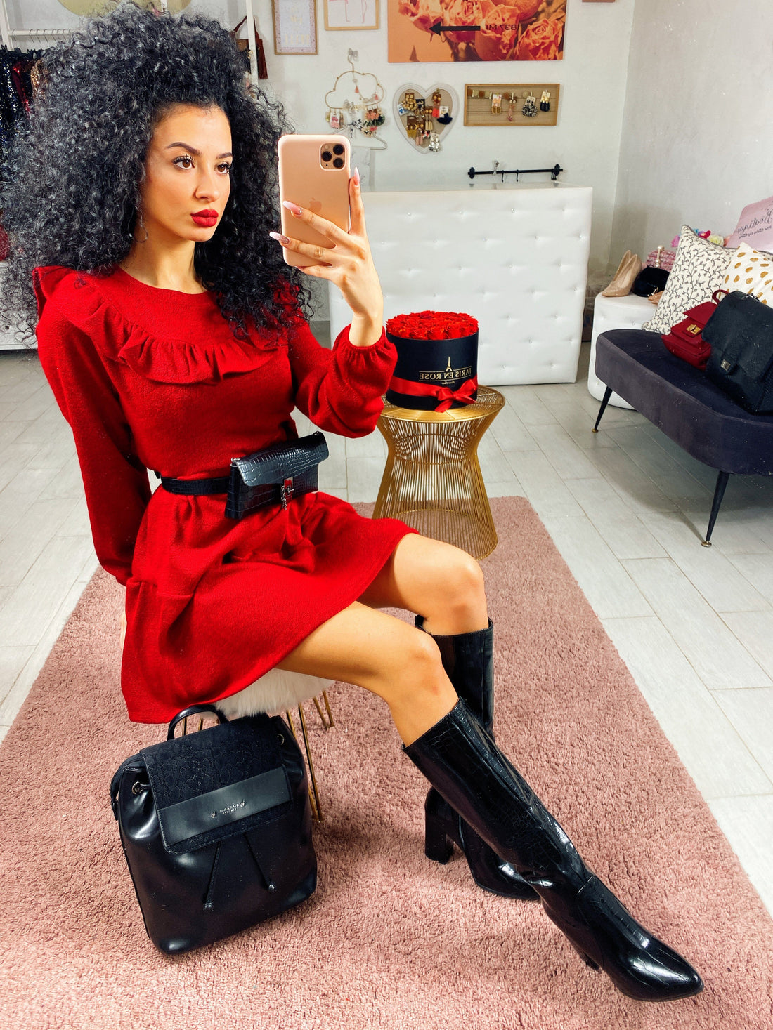 Marsupio coccodrillato black - R.a. Boutique 