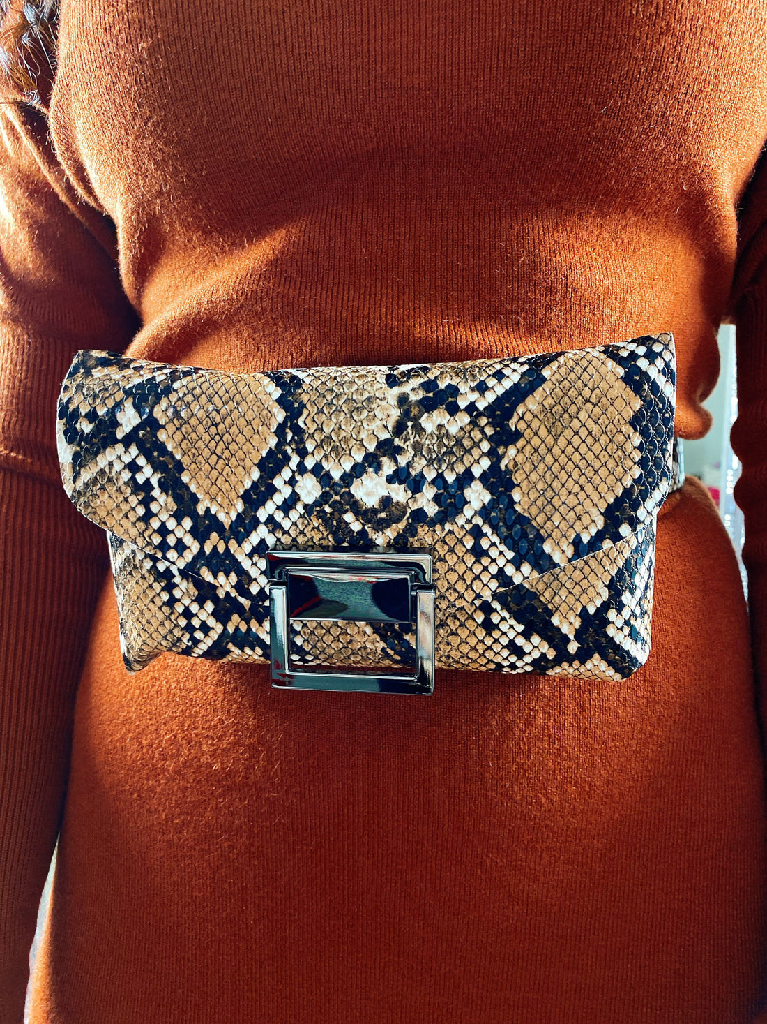 Marsupio pitonato brown - R.a. Boutique 