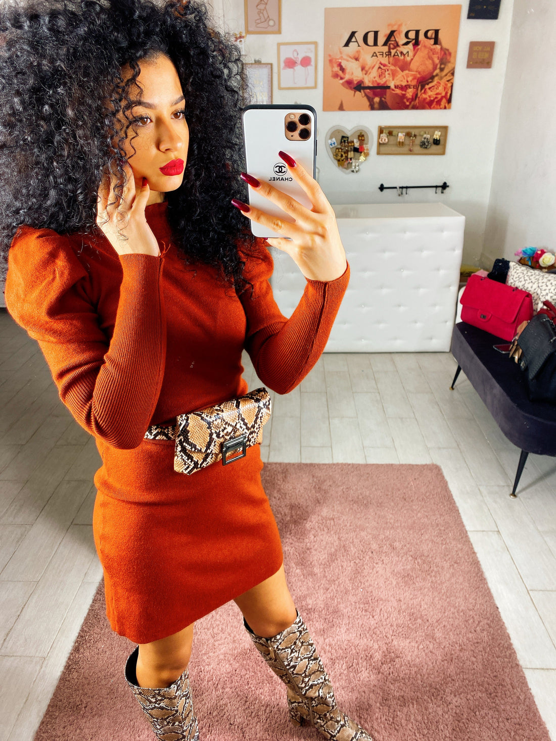 Marsupio pitonato brown - R.a. Boutique 