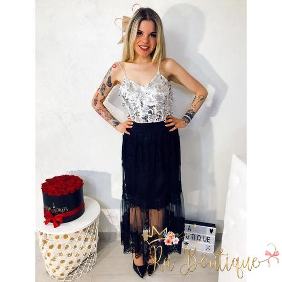 Maxi gonna in tulle e pizzo - R.a. Boutique 