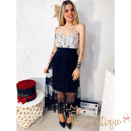 Maxi gonna in tulle e pizzo - R.a. Boutique 