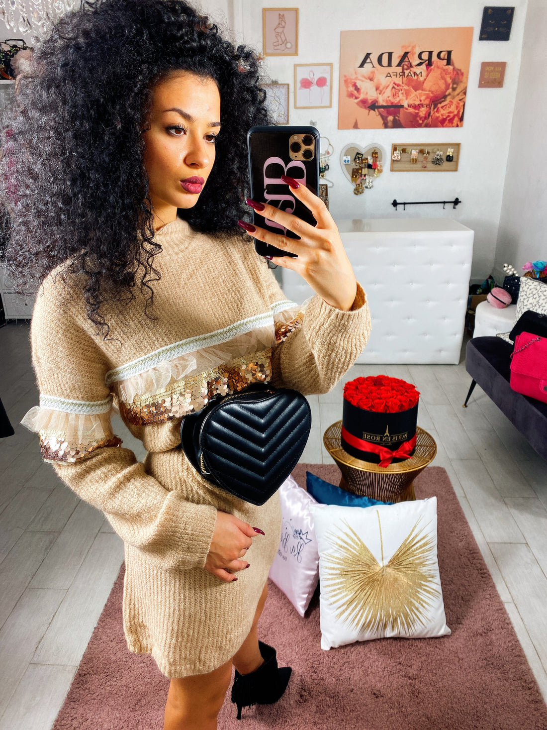 Maxi maglione con paillettes - R.a. Boutique 