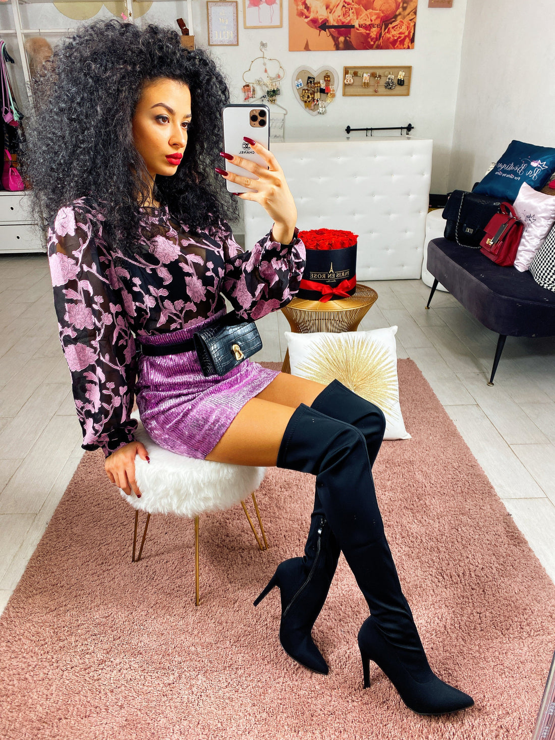 Minigonna con Pailettes lilla - R.a. Boutique 