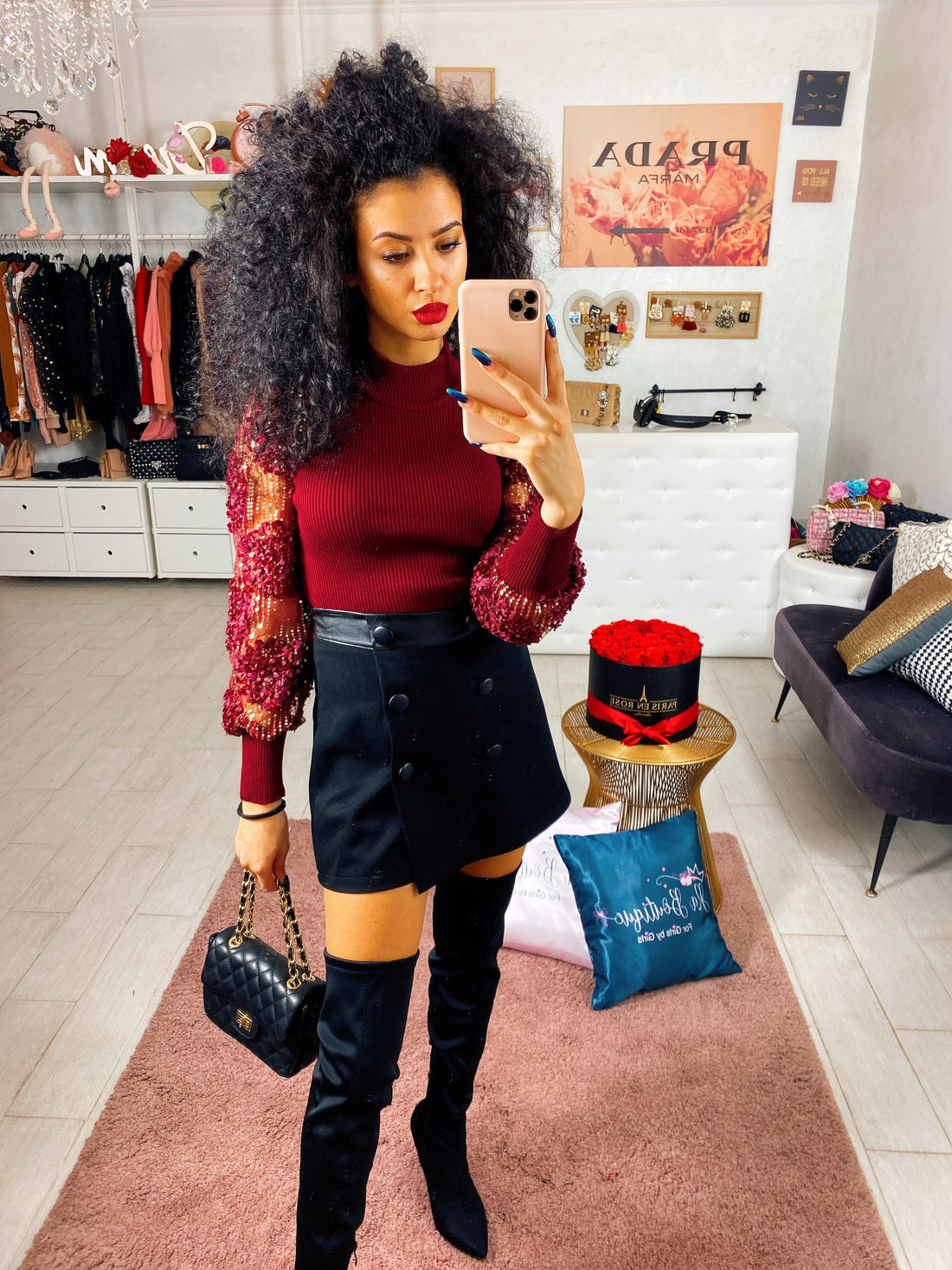 Pantagonna con dettagli in ecopelle - R.a. Boutique 