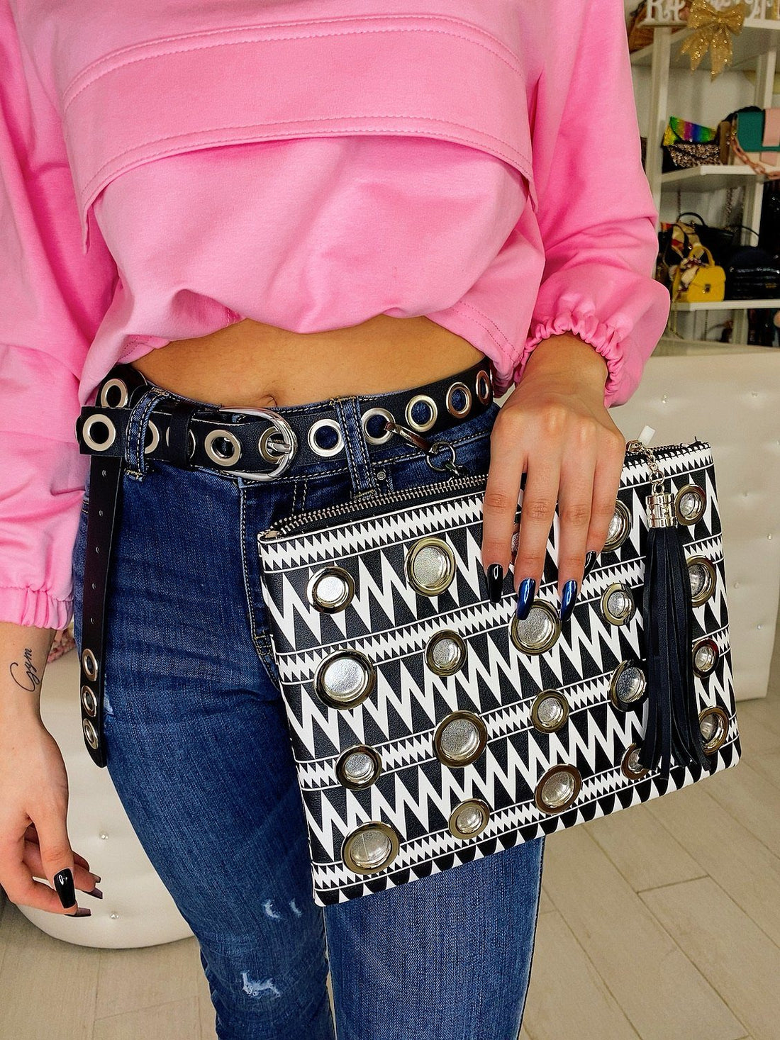 Pochette con occhielli - R.a. Boutique 