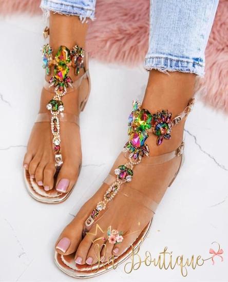 Sandali gioiello con strass  sfumature verde - R.a. Boutique 