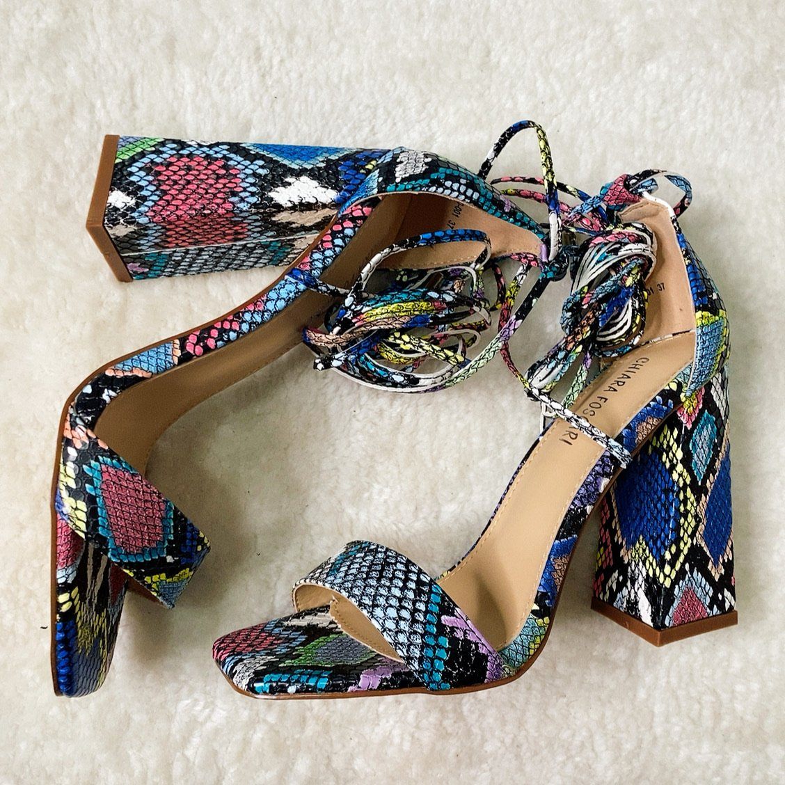 Sandali stringati effetto pitonato multicolore - R.a. Boutique 