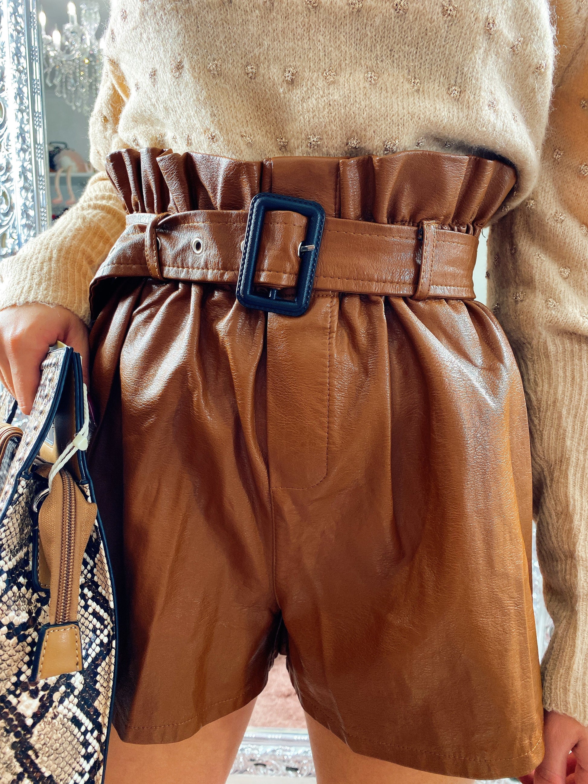 Short in ecopelle Camel - R.a. Boutique 