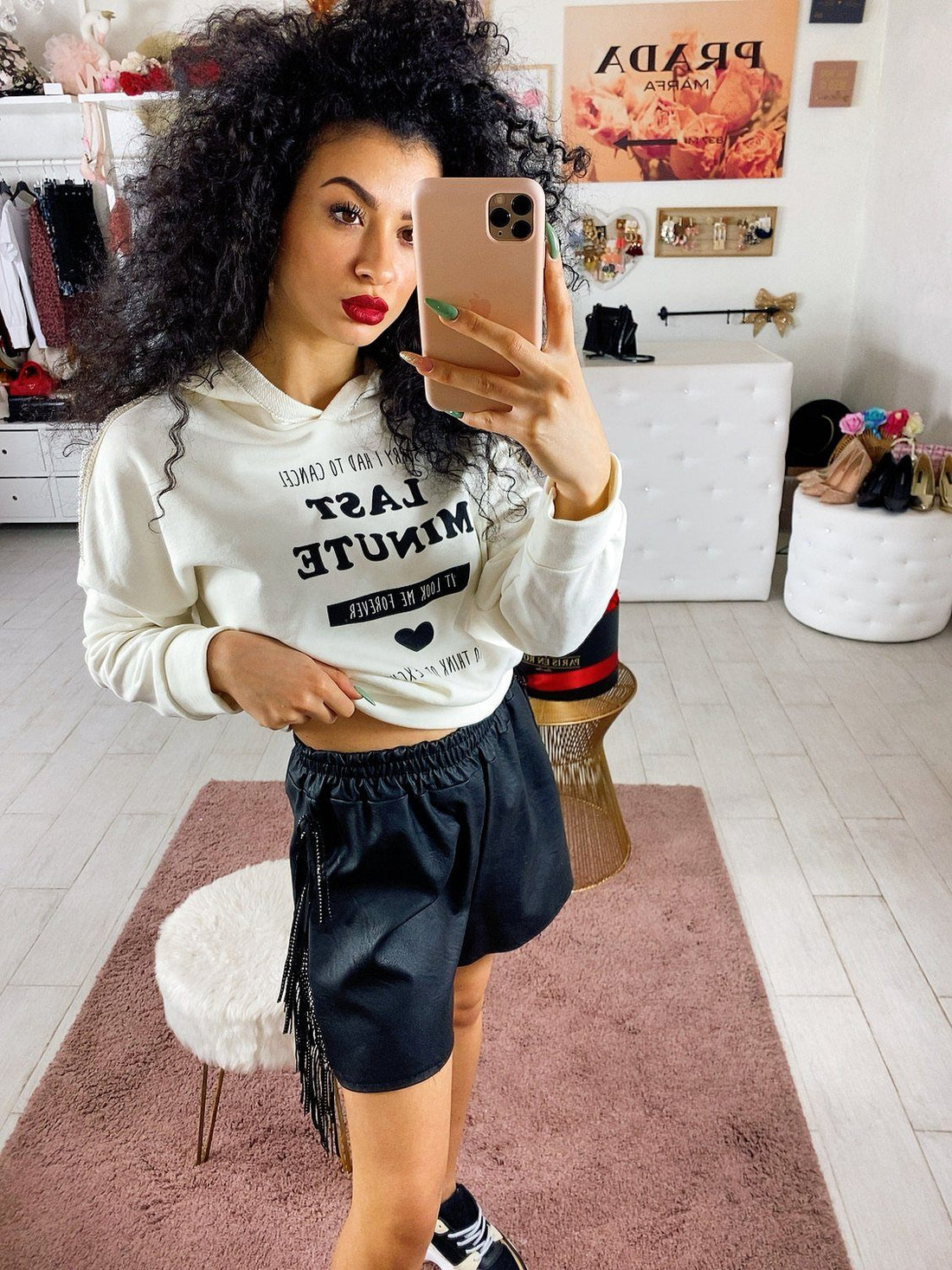 Short in ecopelle con frange - R.a. Boutique 