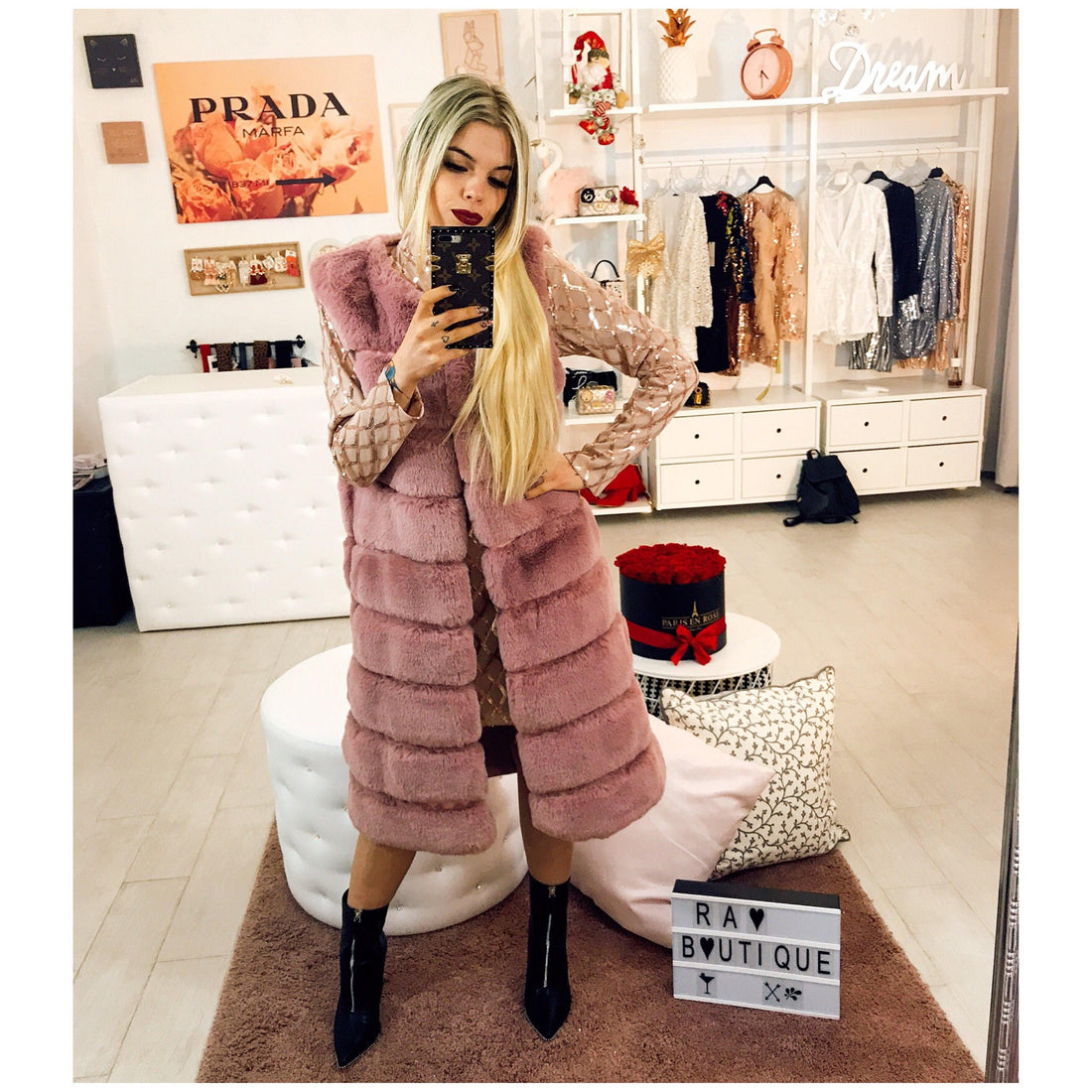 Smanicato in eco-pelliccia - R.a. Boutique 