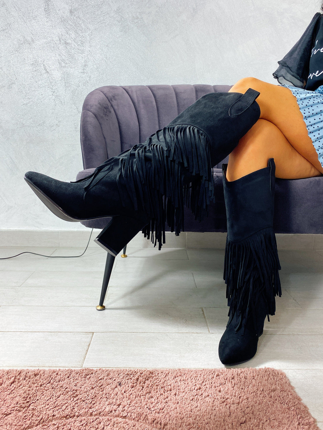 Stivale con frange e tacco - R.a. Boutique 