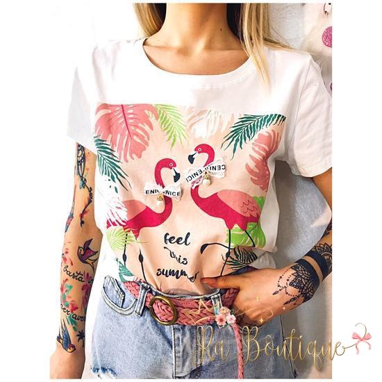 T-shirt con fenicotteri - R.a. Boutique 