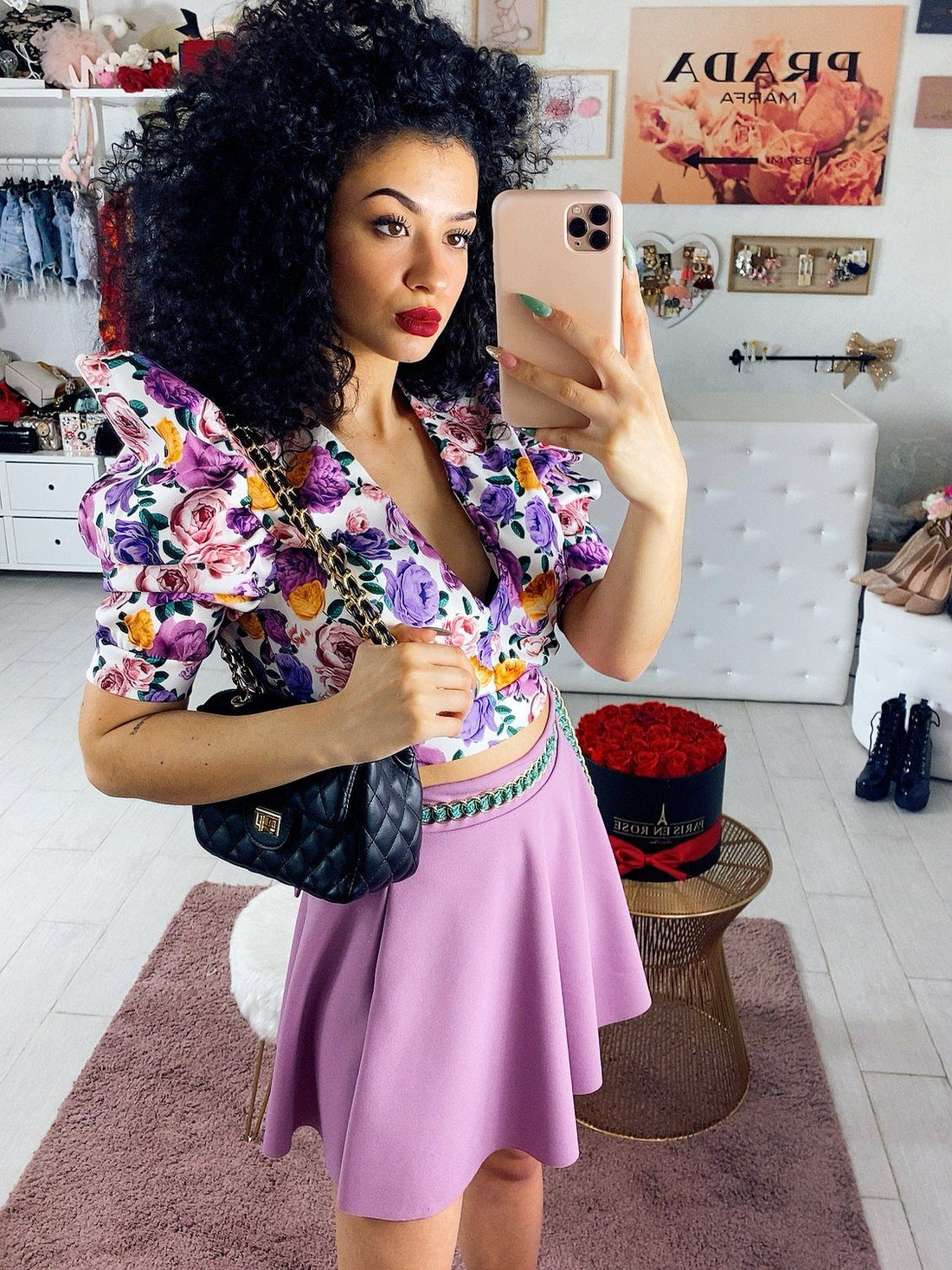 Top con fiori e schiena aperta - R.a. Boutique 