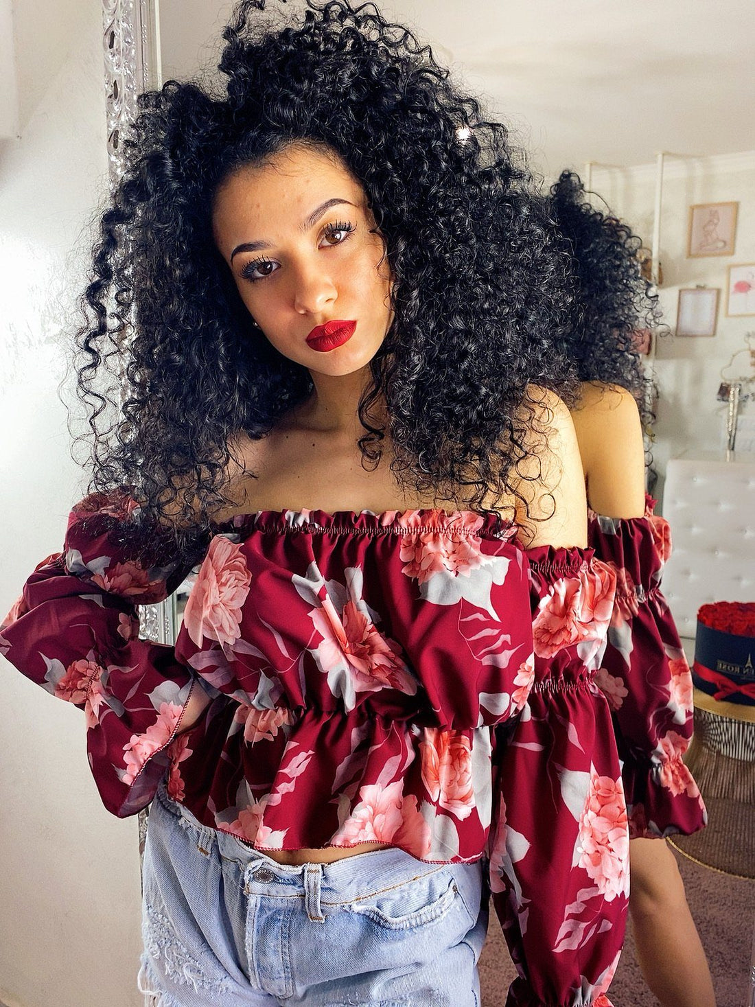 Topcrop con fiori - R.a. Boutique 